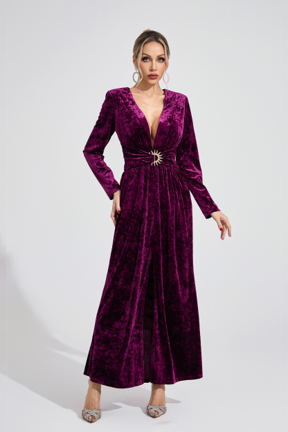 Field Purple Velvet Maxi Dress