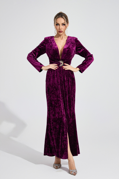 Field Purple Velvet Maxi Dress