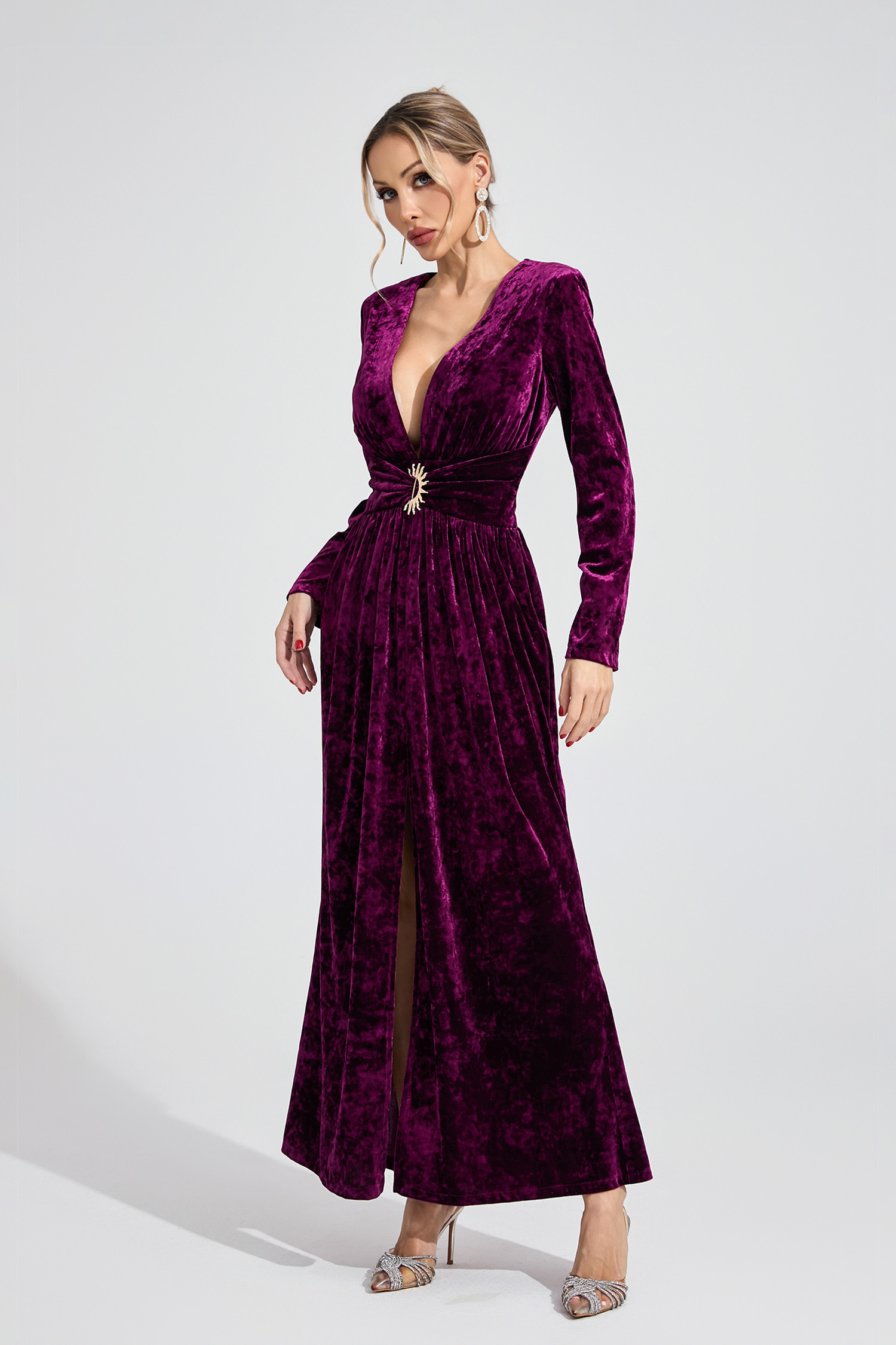 Field Purple Velvet Maxi Dress