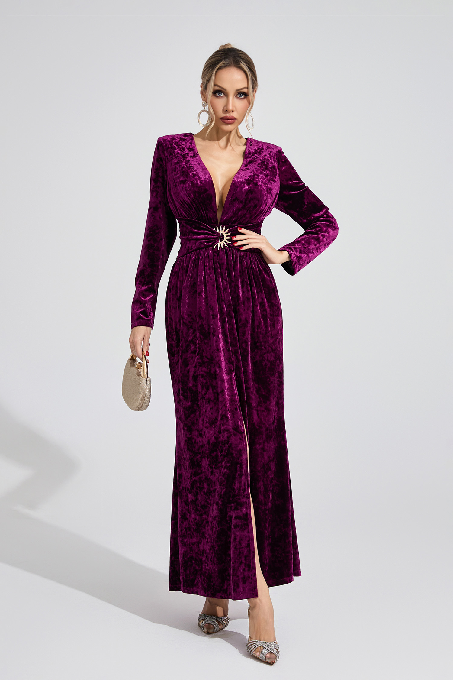 Field Purple Velvet Maxi Dress