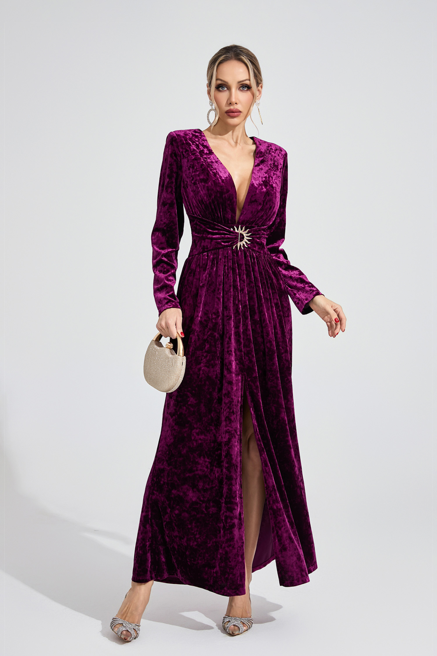 Field Purple Velvet Maxi Dress
