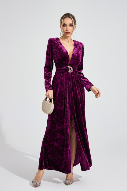 Field Purple Velvet Maxi Dress