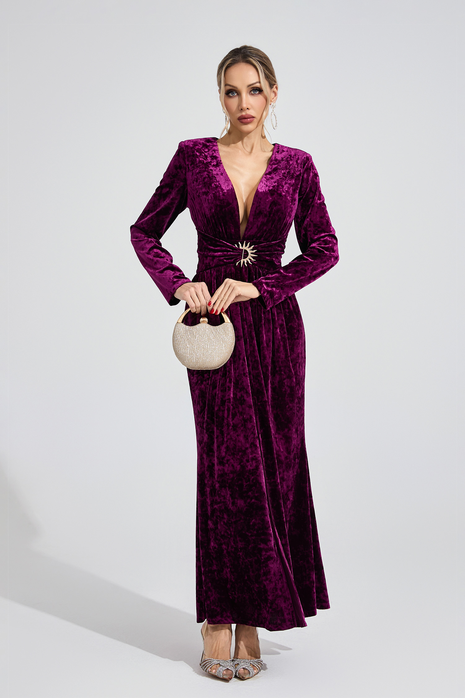 Field Purple Velvet Maxi Dress