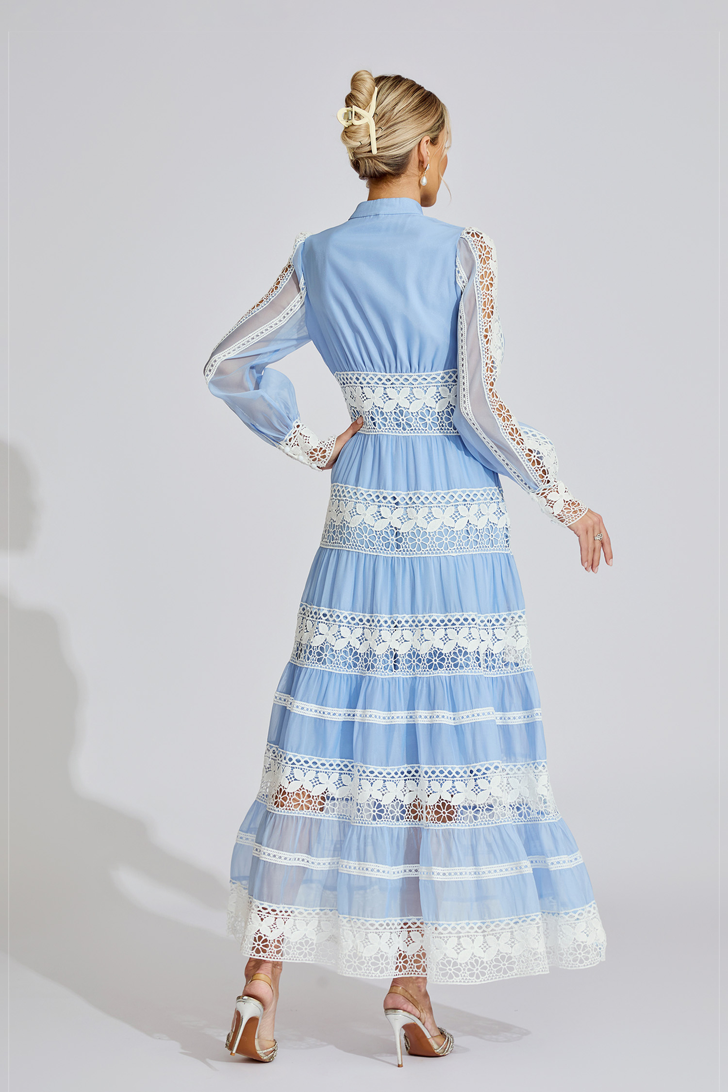 Ivy Blue Lace V-Neck French Maxi Dress