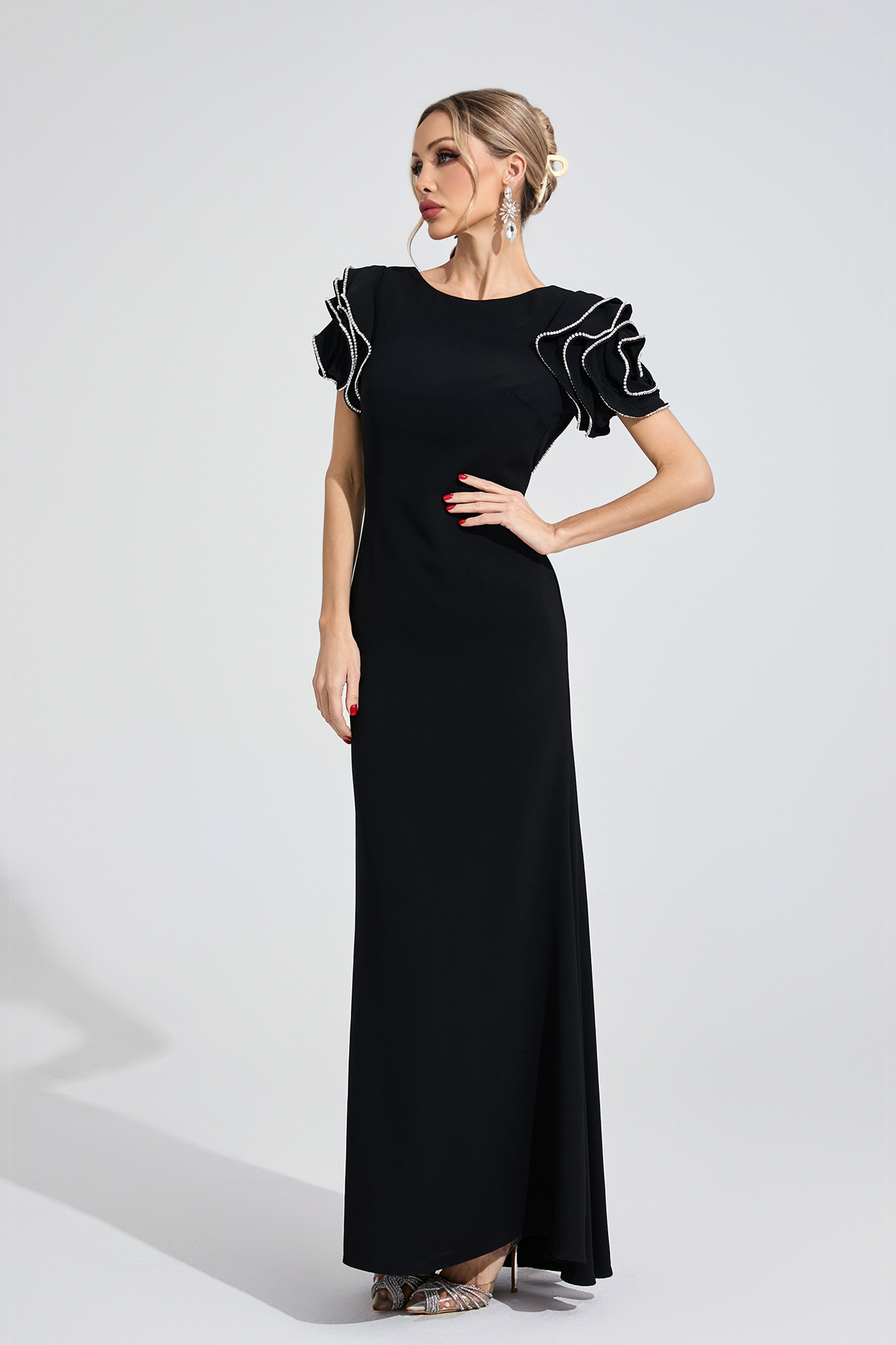 Wood Black Open Back Maxi Dress