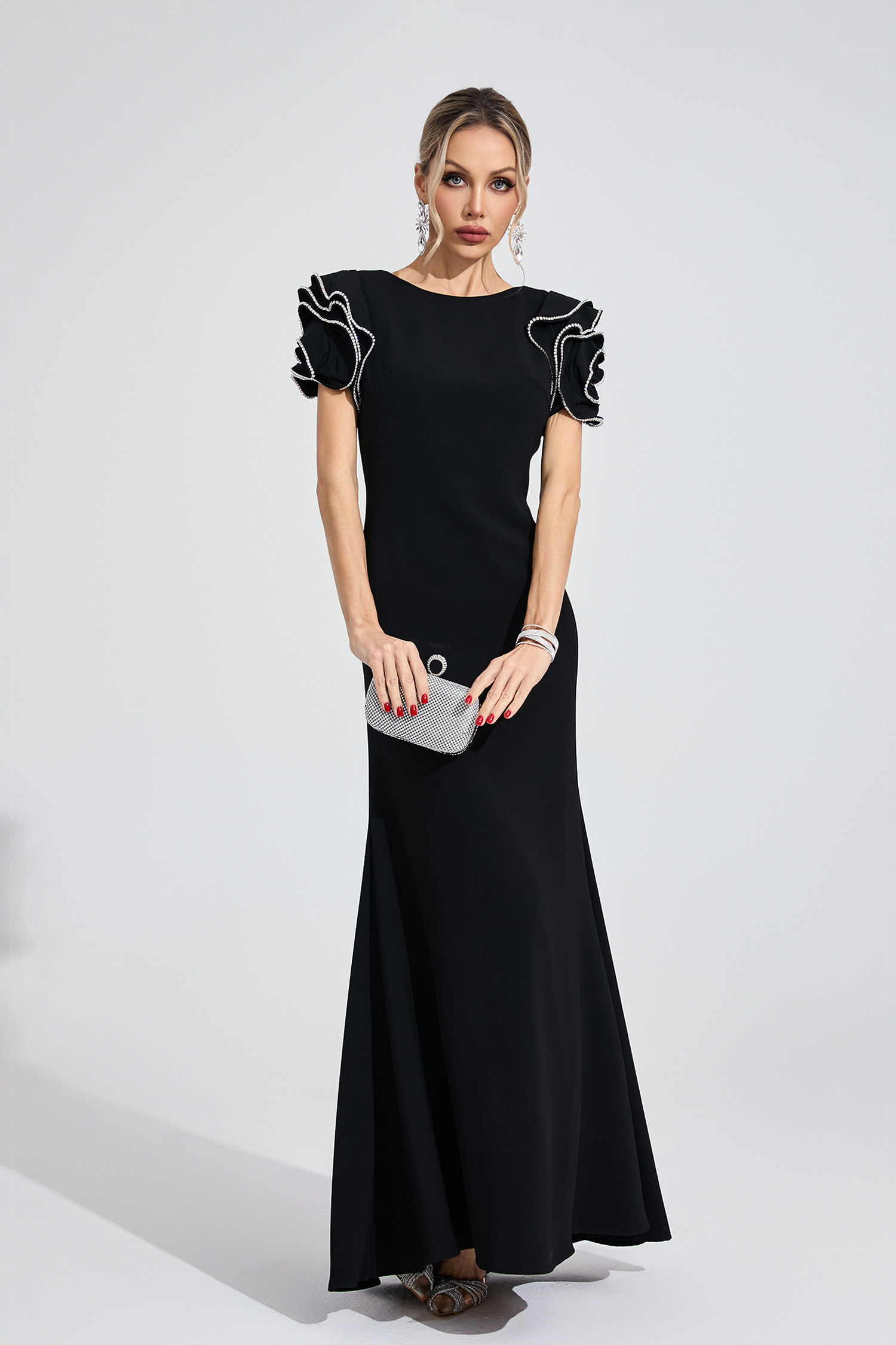 Wood Black Open Back Maxi Dress
