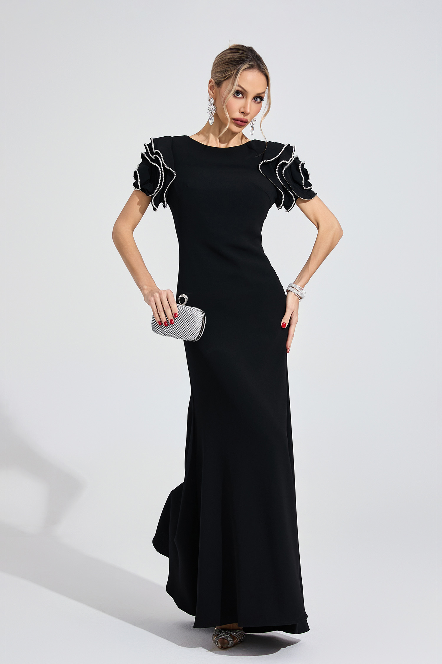 Wood Black Open Back Maxi Dress