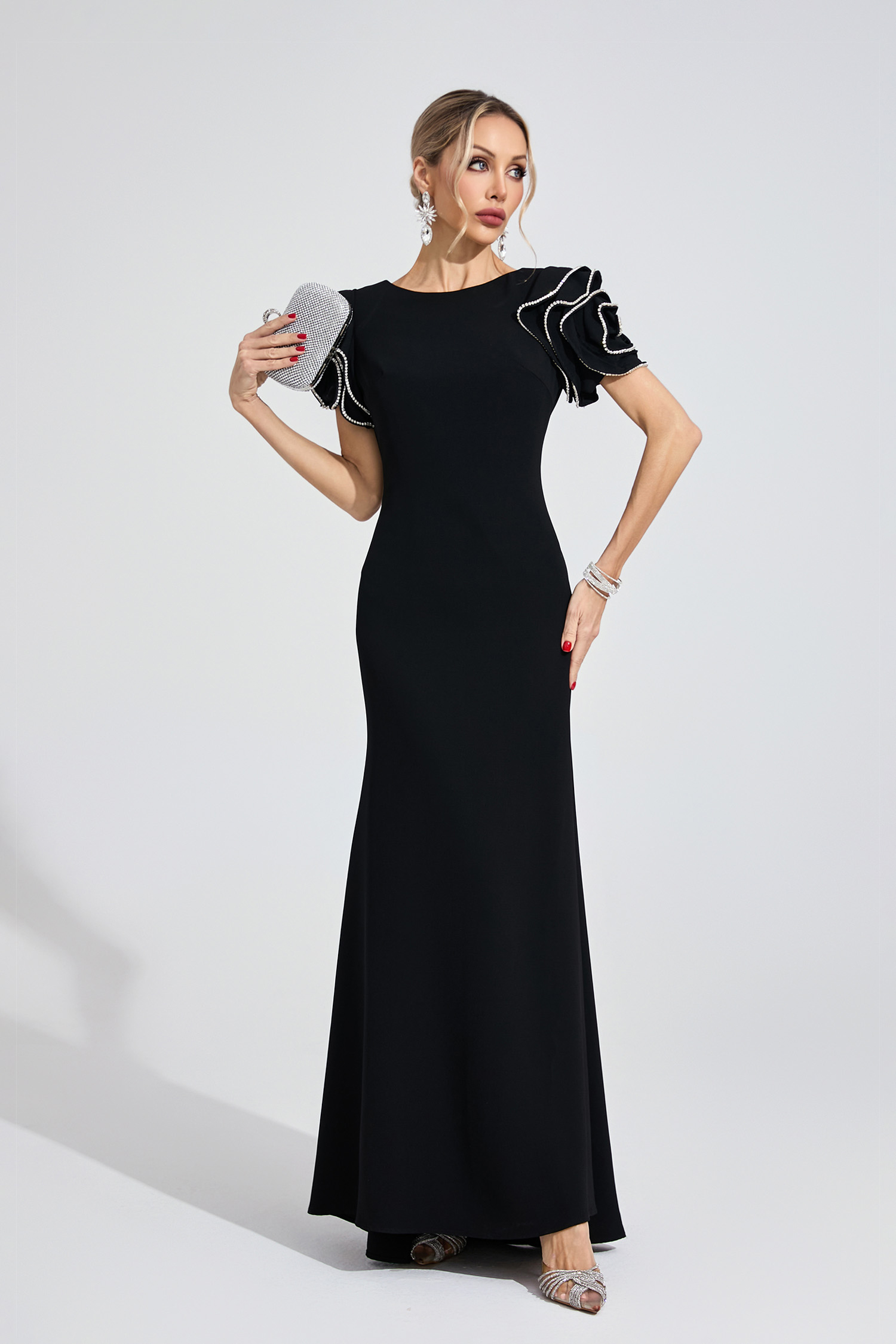 Wood Black Open Back Maxi Dress