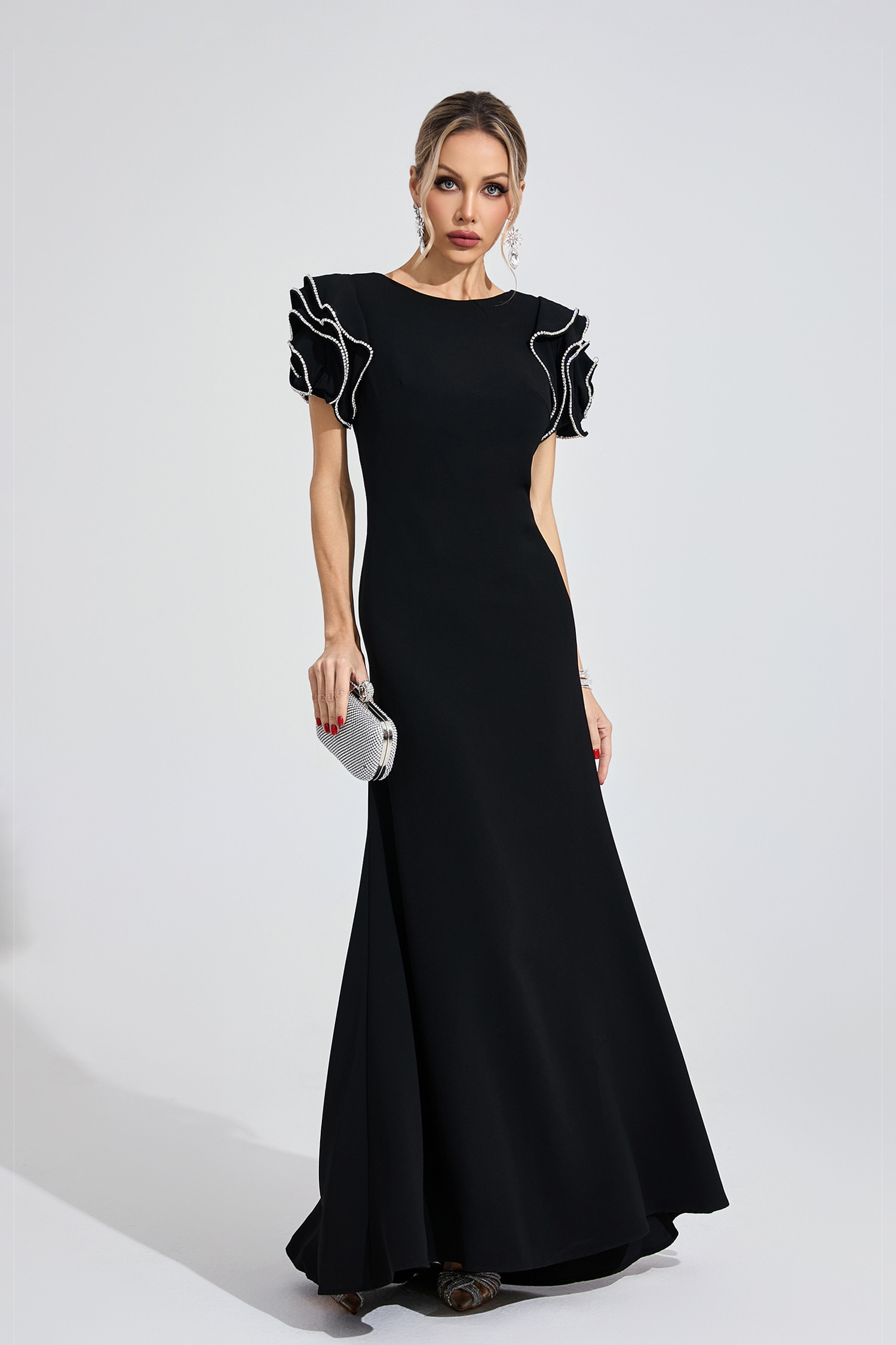 Wood Black Open Back Maxi Dress