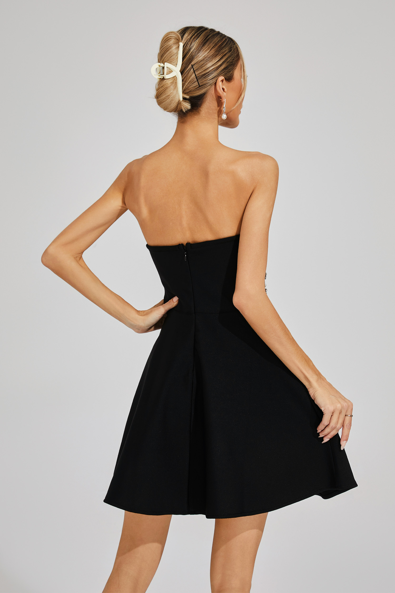 Charles Black Diamond Embellished Mini Dress