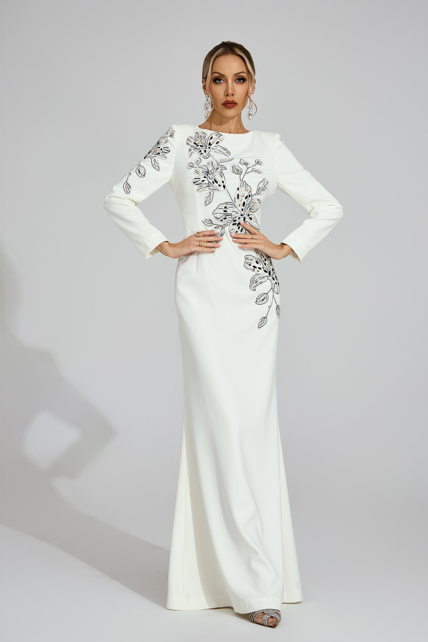 Dew White Embroidered Maxi Dress