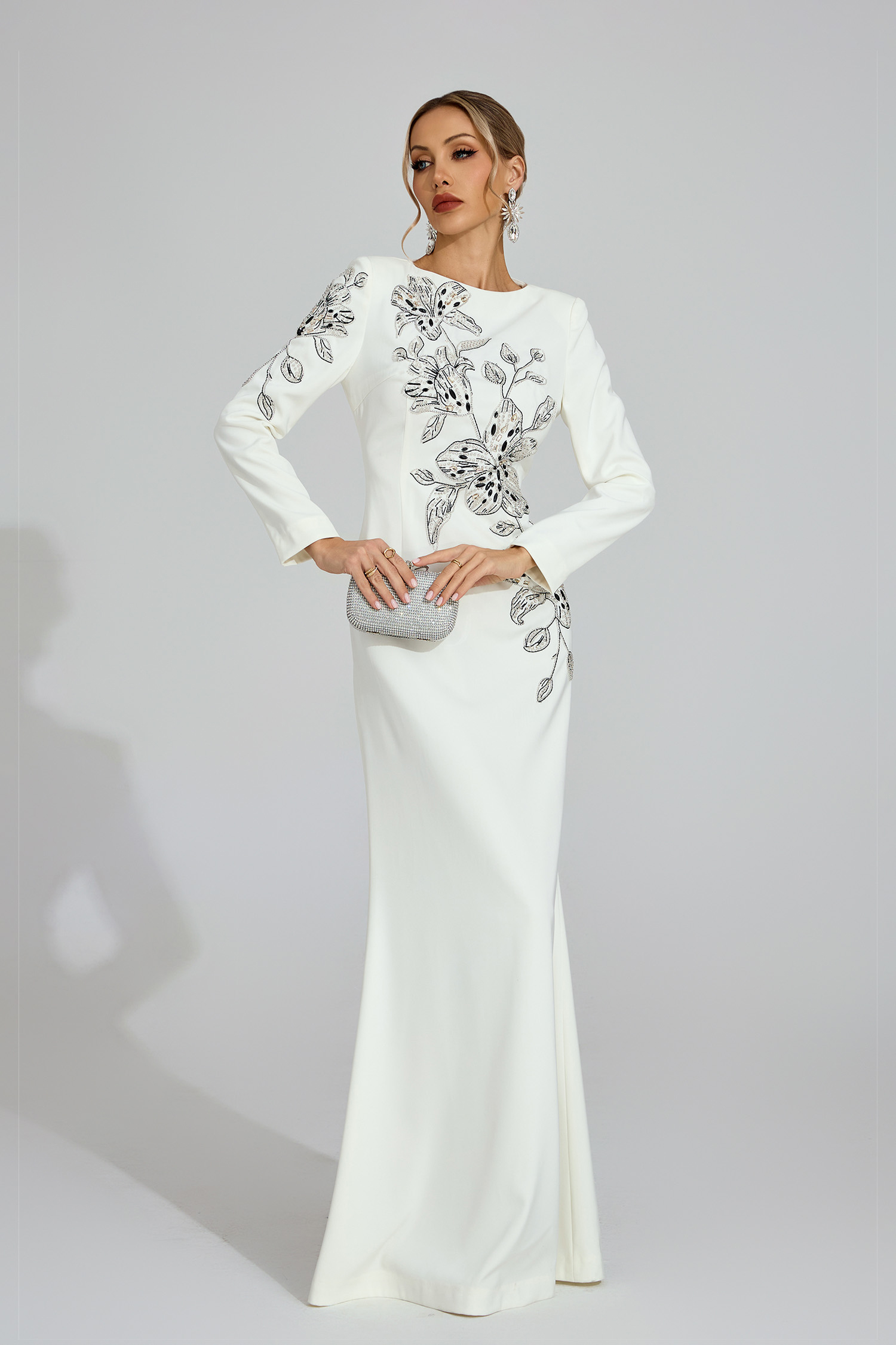 Dew White Embroidered Maxi Dress