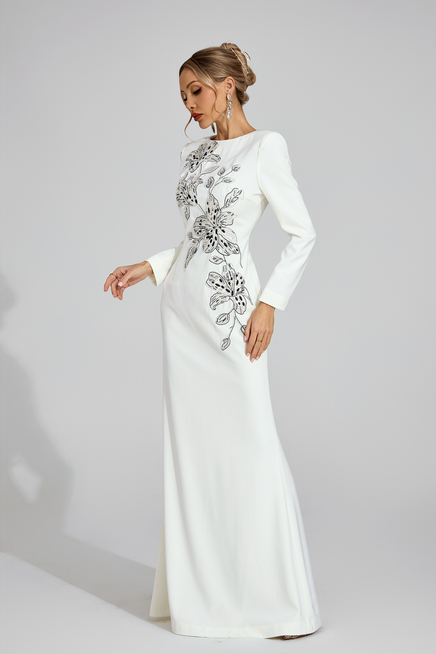 Dew White Embroidered Maxi Dress