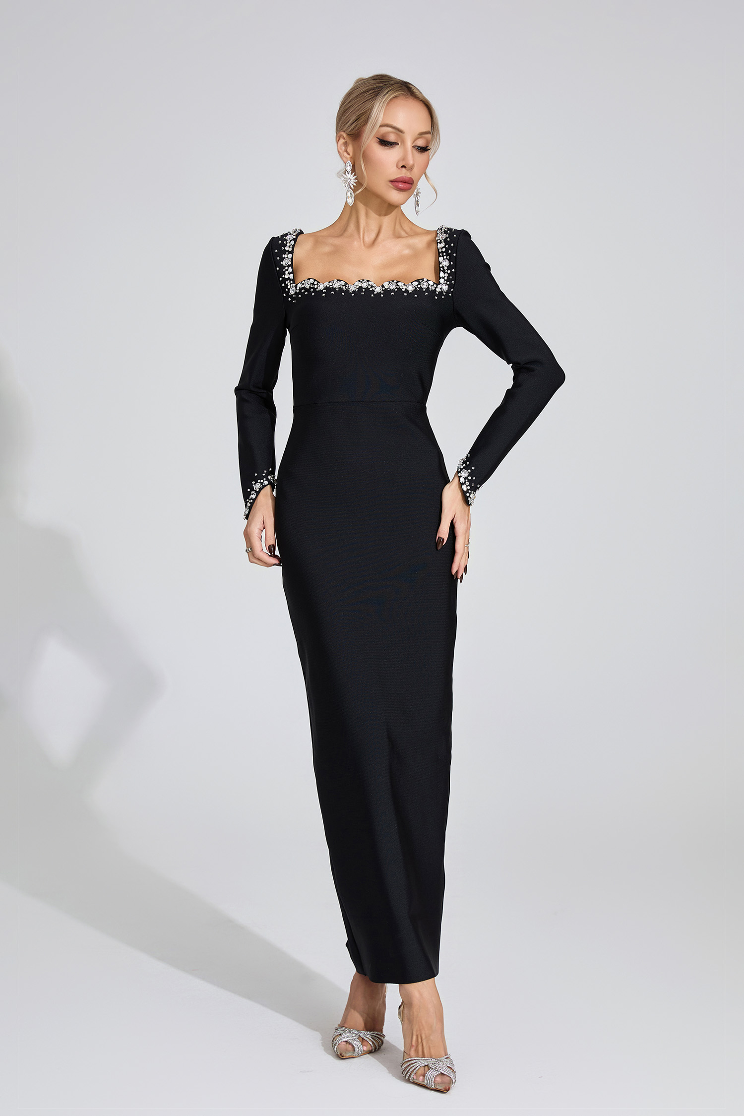 Quill Black Long Sleeve Maxi Dress