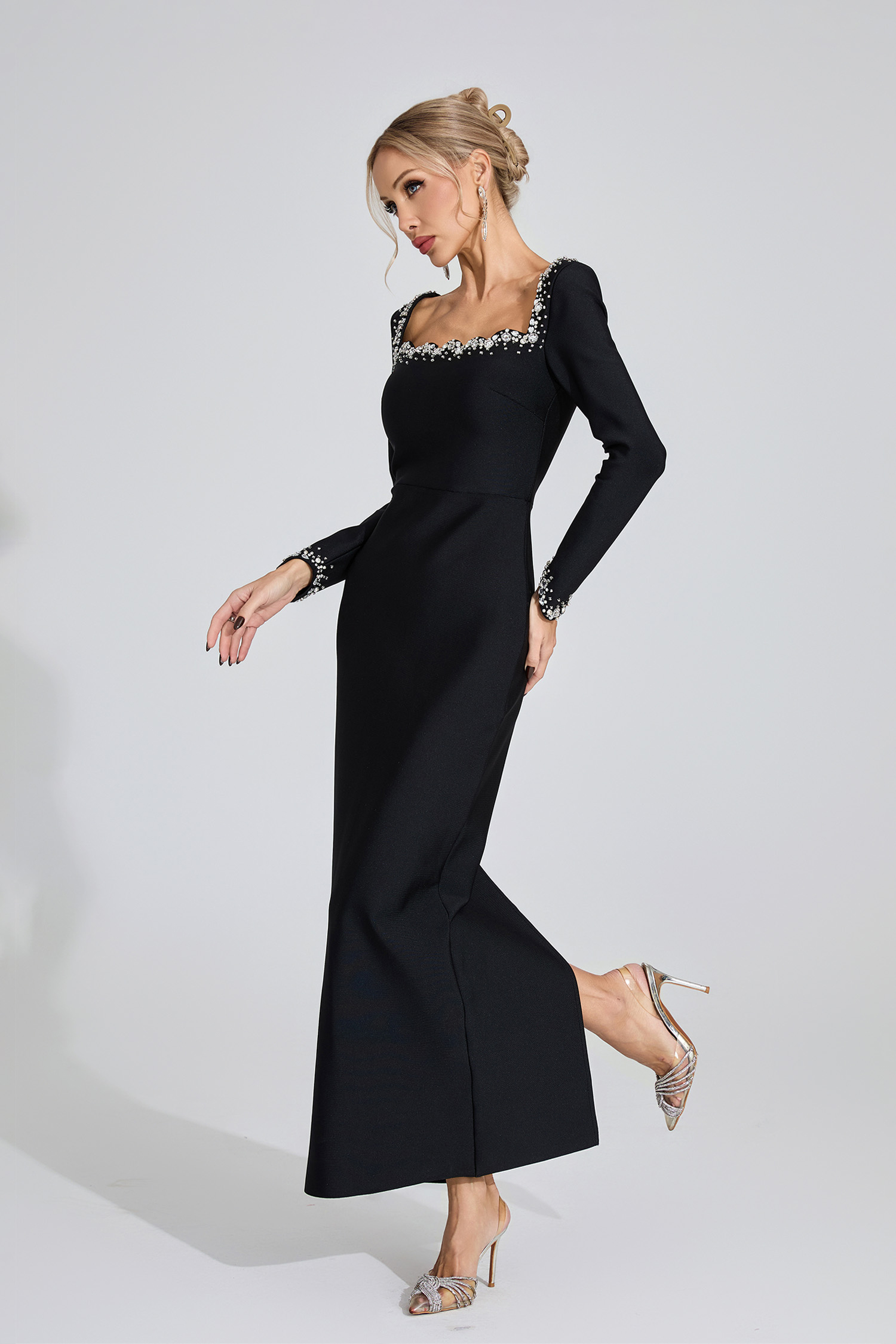 Quill Black Long Sleeve Maxi Dress