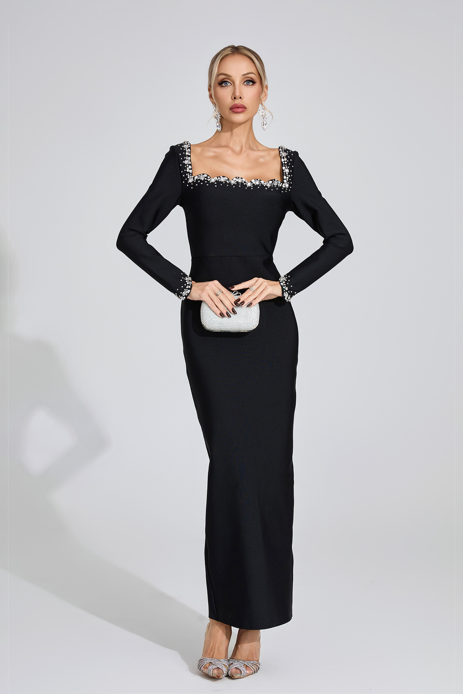 Quill Black Long Sleeve Maxi Dress