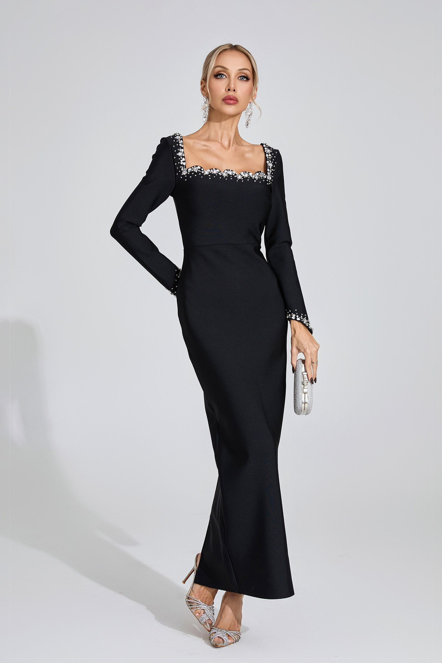 Quill Black Long Sleeve Maxi Dress