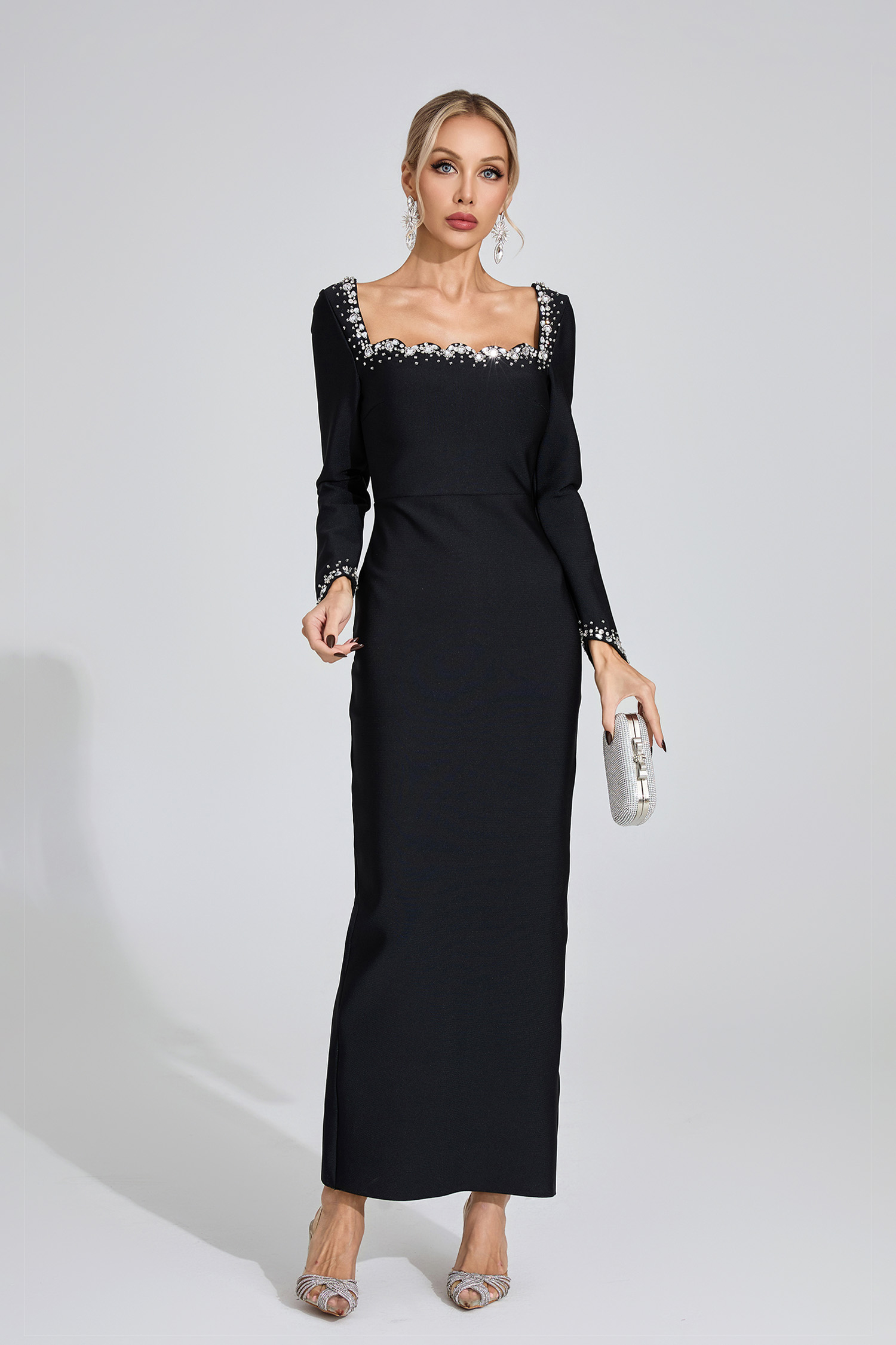 Quill Black Long Sleeve Maxi Dress
