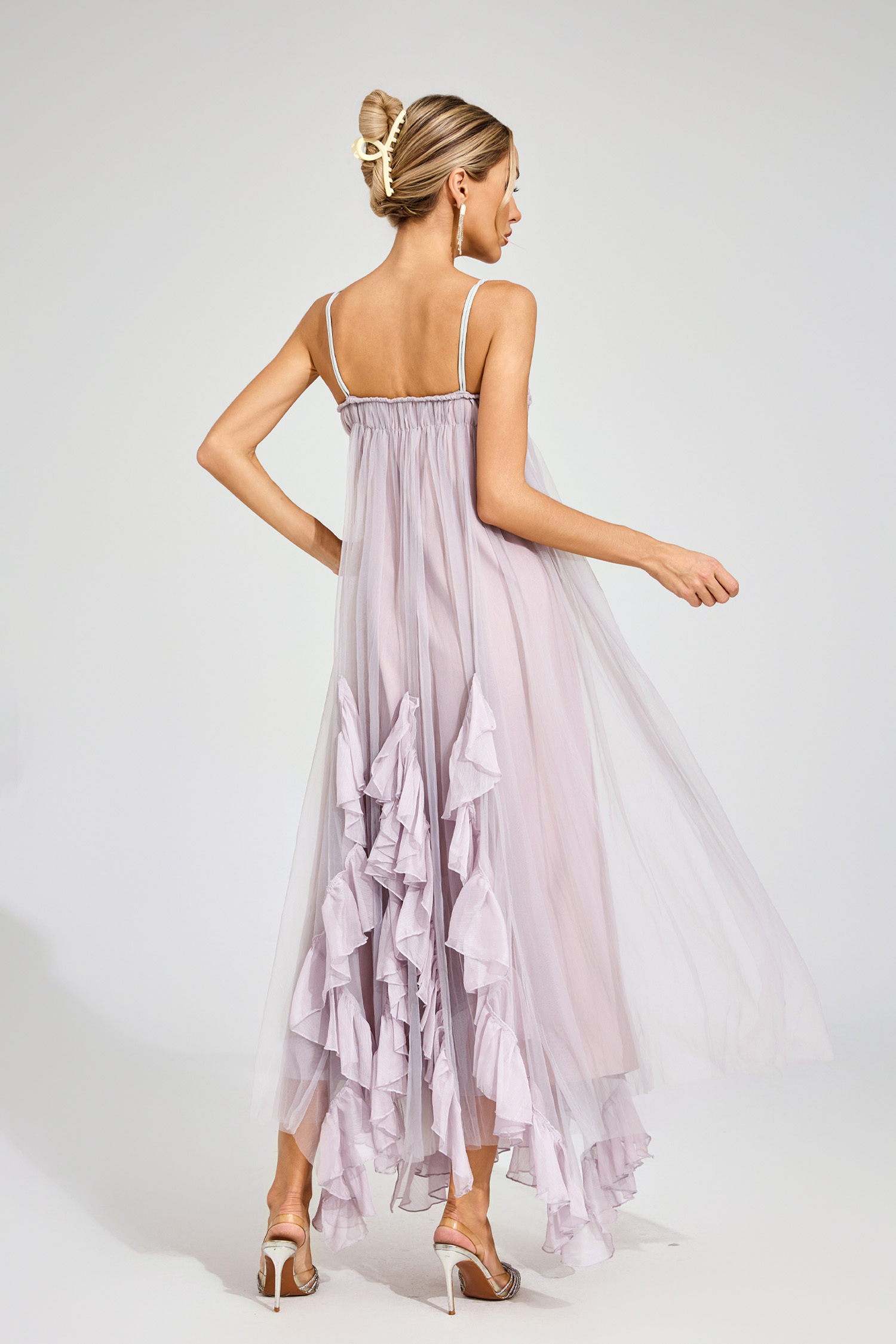 Yerkes Purple Slit Mesh Dress