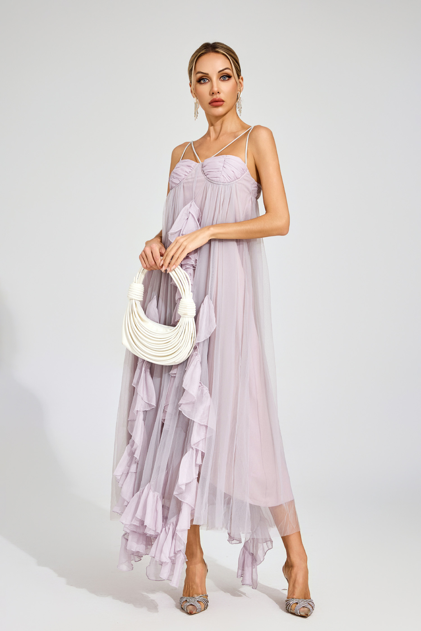 Yerkes Purple Slit Mesh Dress