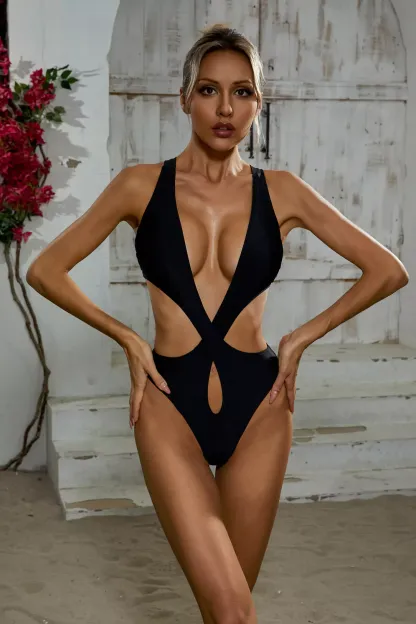 Ernest Black Crossover One Piece Swimwear