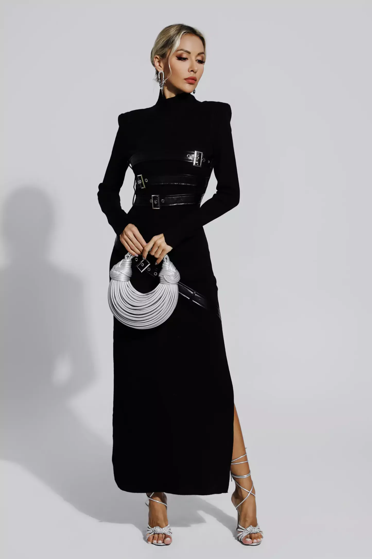 Tulip Black PU Maxi Dress