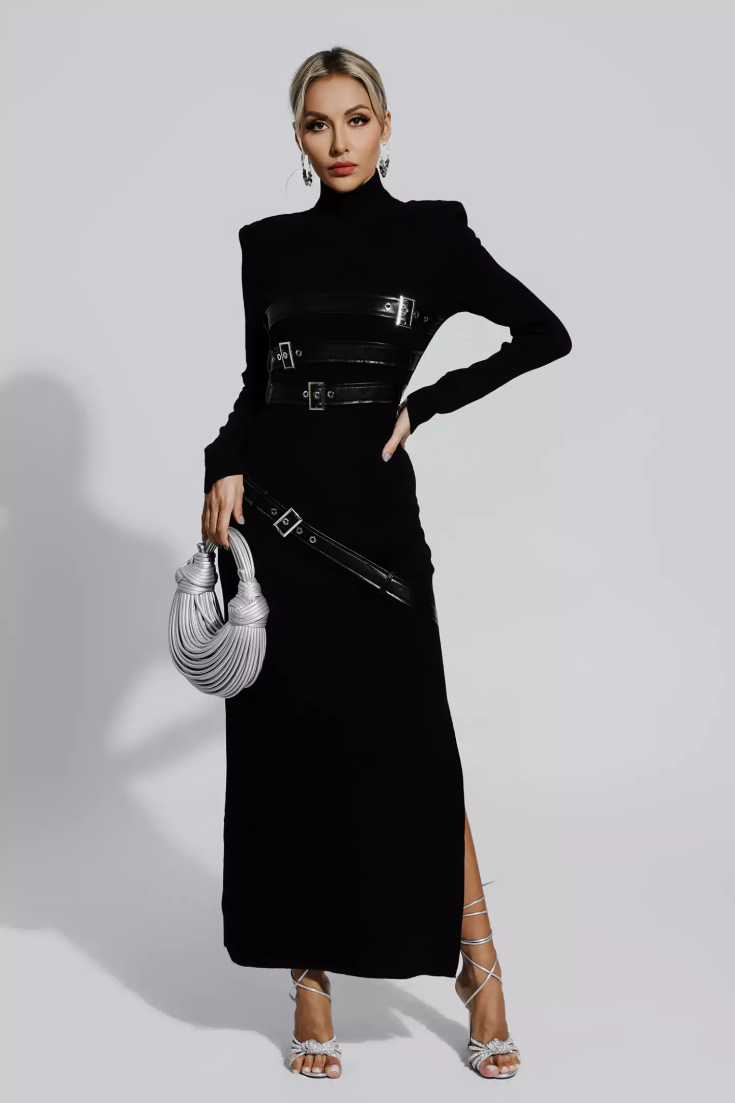 Tulip Black PU Maxi Dress