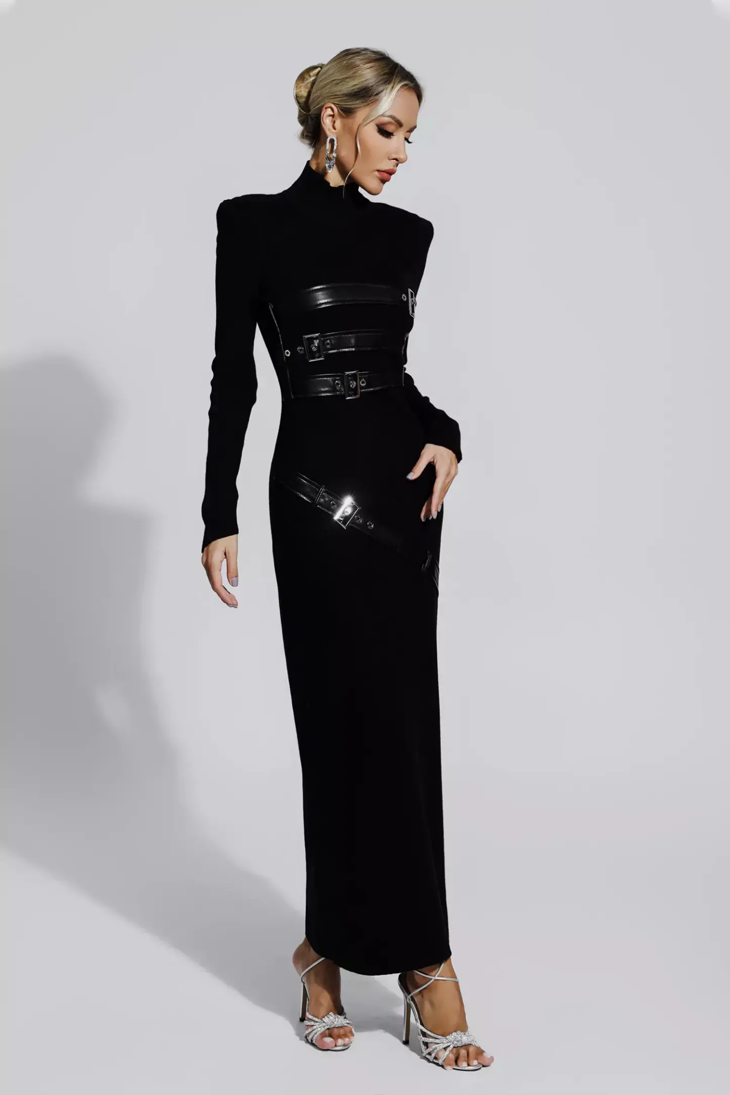 Tulip Black PU Maxi Dress