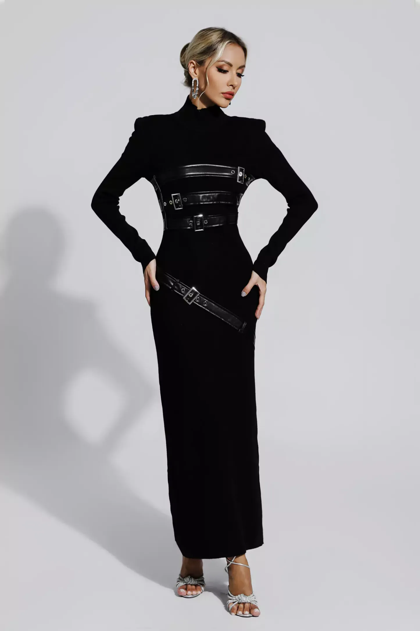 Tulip Black PU Maxi Dress