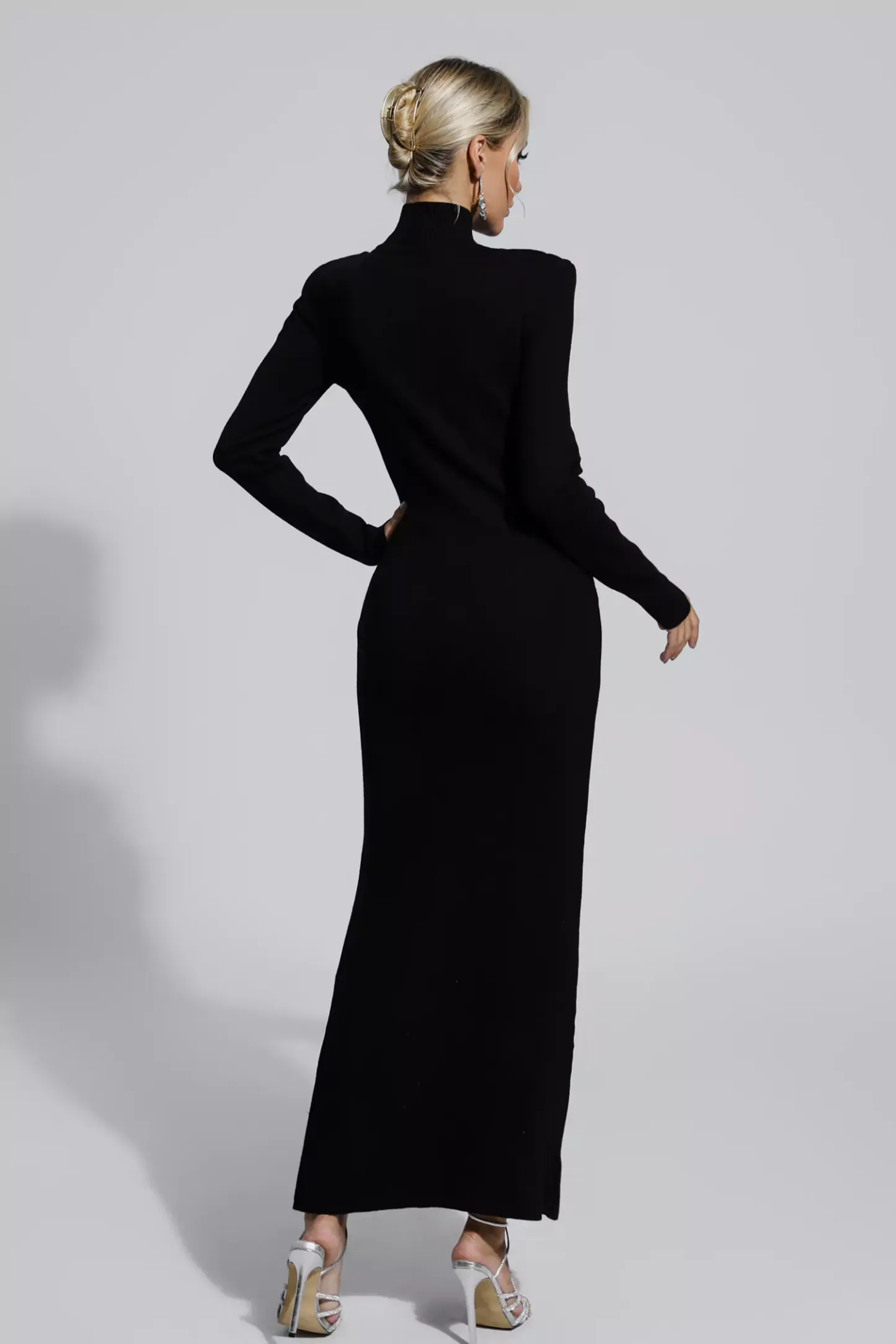 Tulip Black PU Maxi Dress