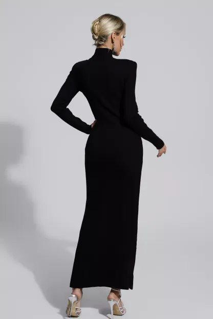Tulip Black PU Maxi Dress