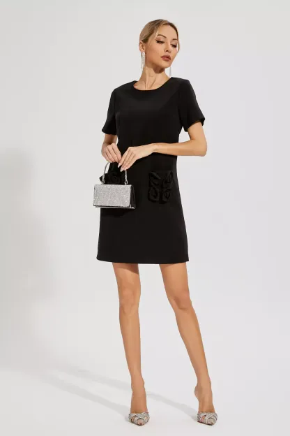 Freesia Black Rose Mini Dress