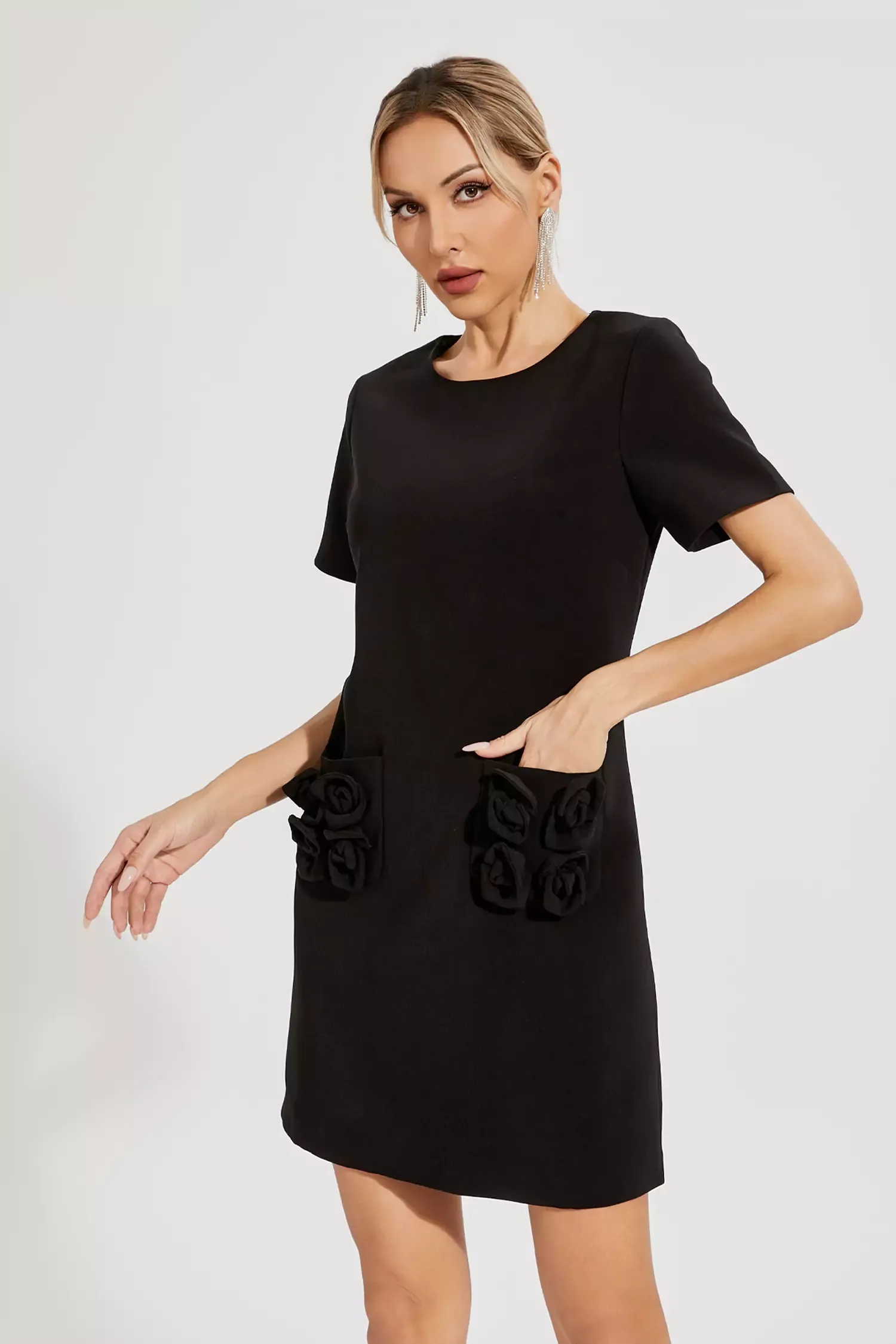 Freesia Black Rose Mini Dress