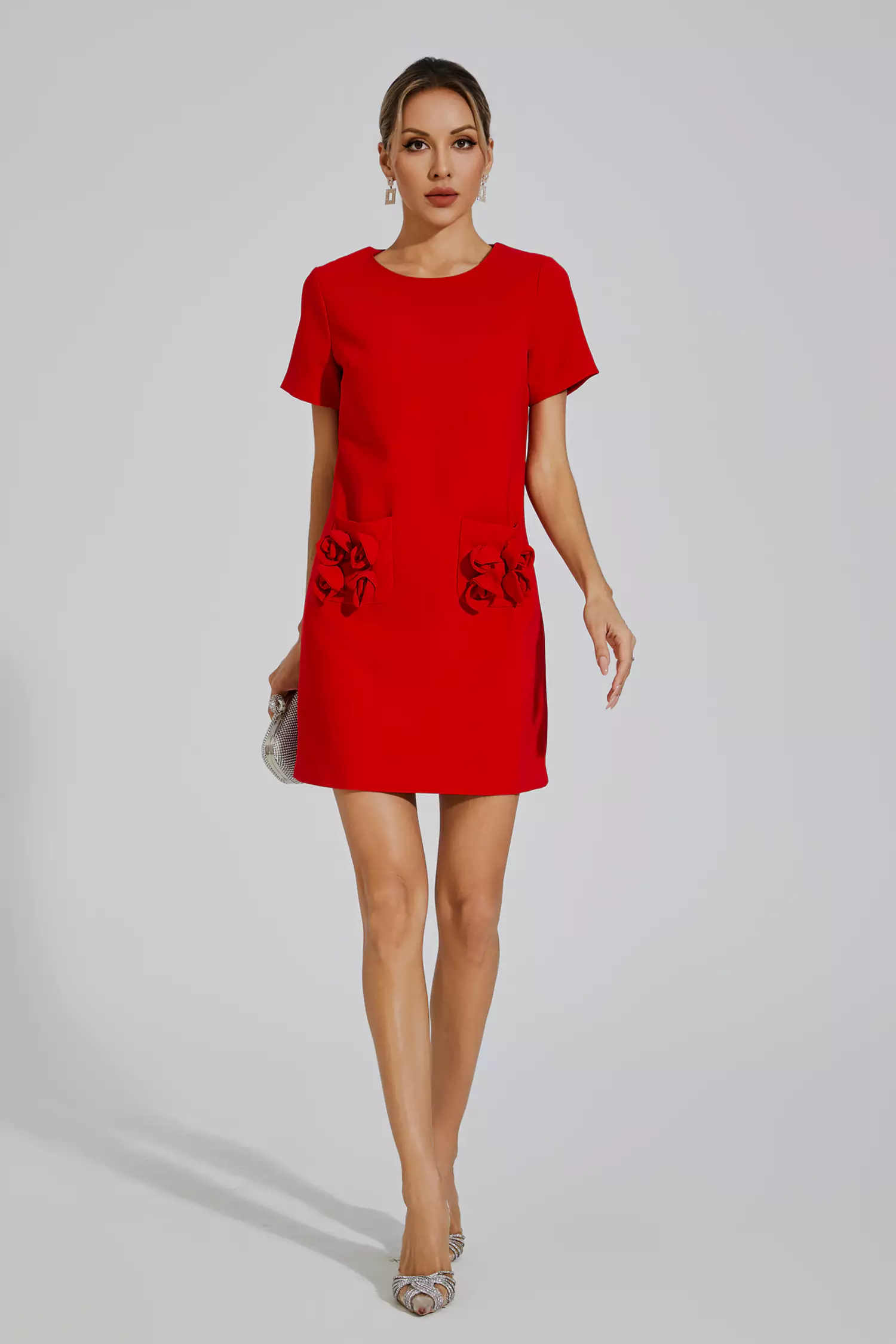 Freesia Red Rose Mini Dress