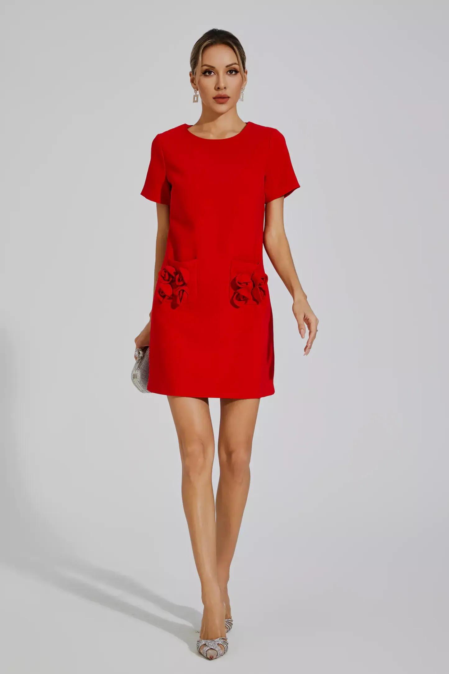 Freesia Red Rose Mini Dress