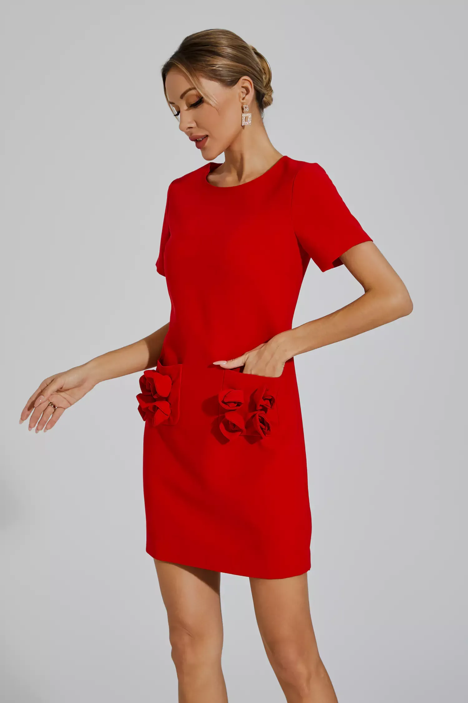 Freesia Red Rose Mini Dress