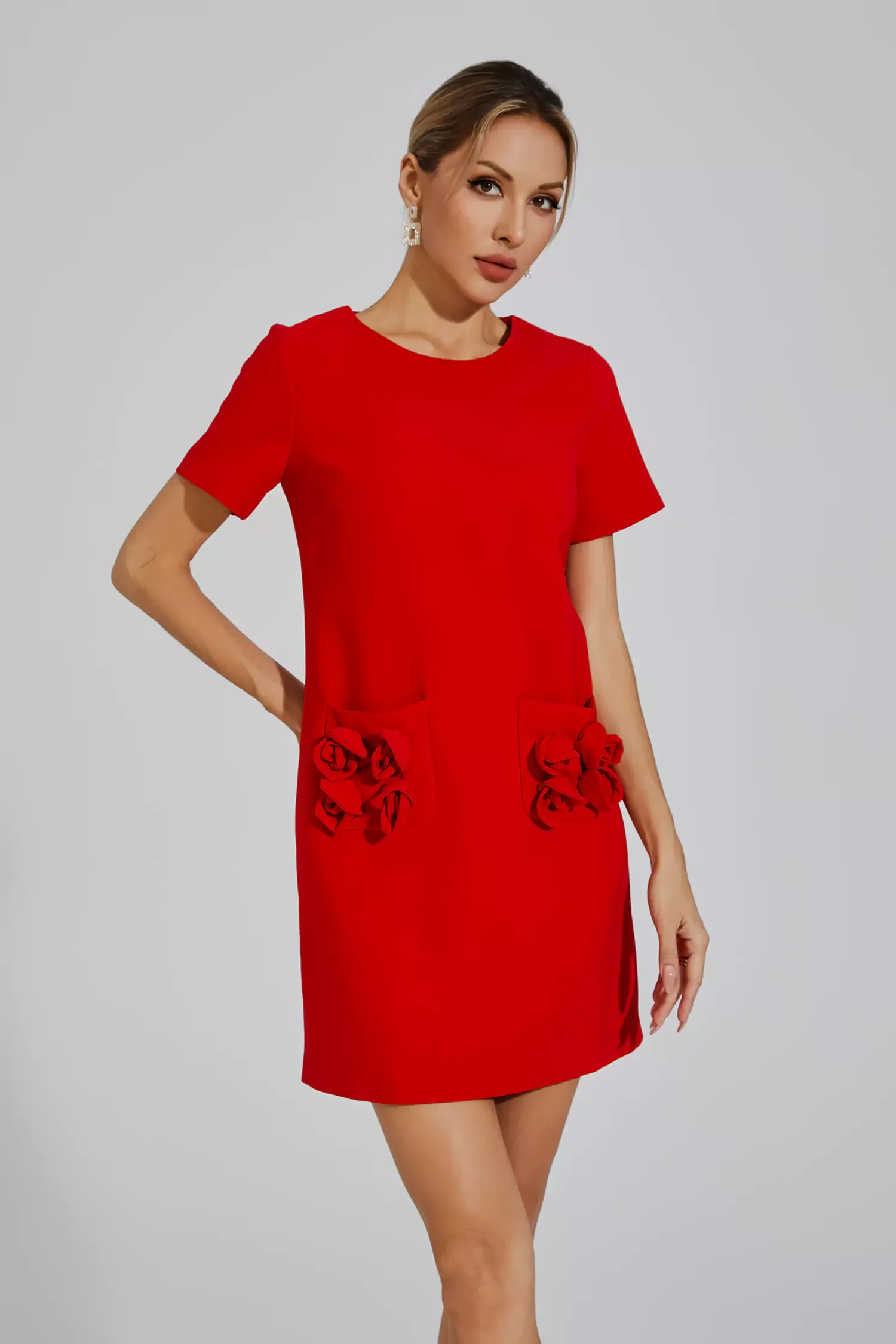 Freesia Red Rose Mini Dress