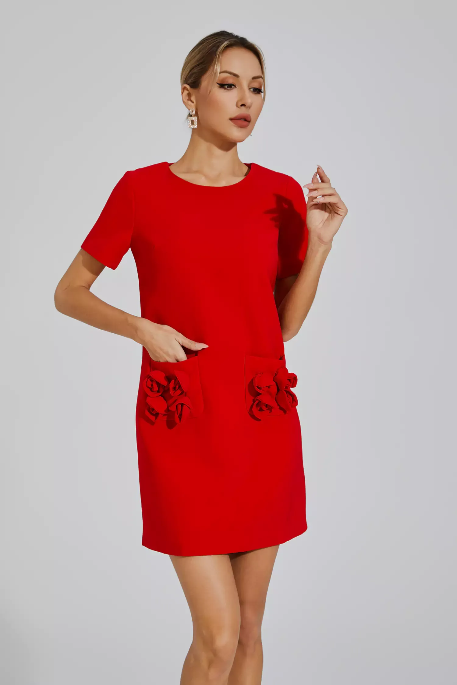 Freesia Red Rose Mini Dress