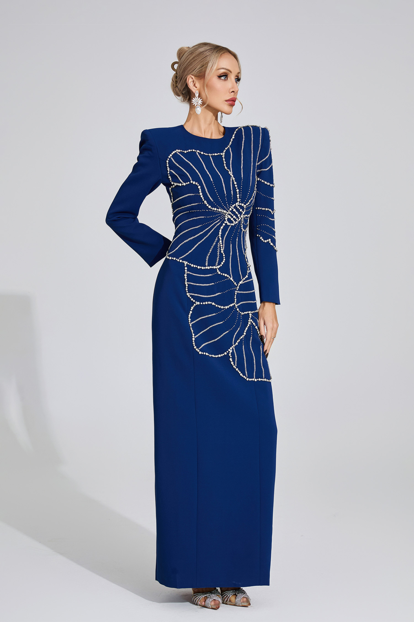 Shaw Dark Blue Diamond Maxi Dress