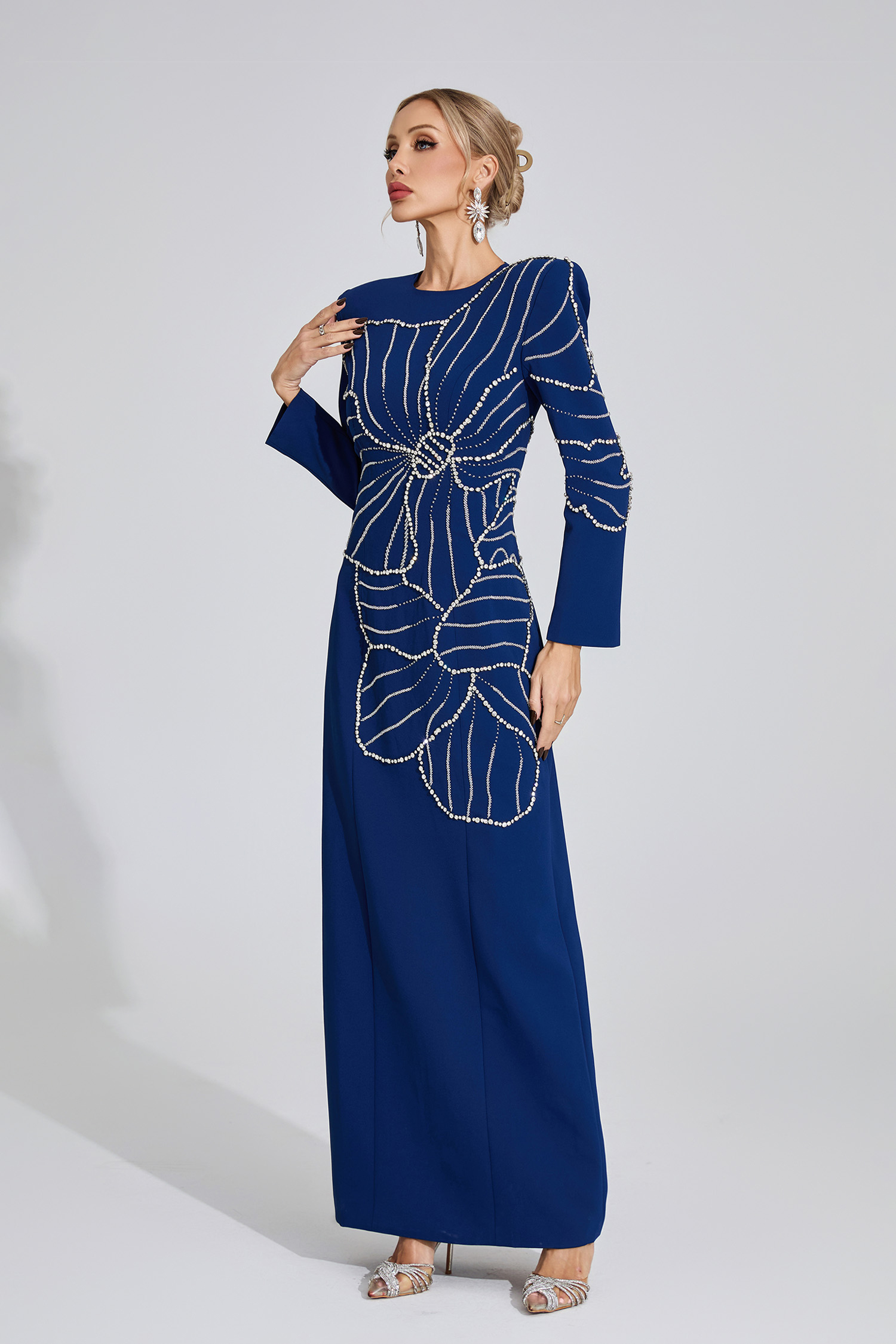 Shaw Dark Blue Diamond Maxi Dress