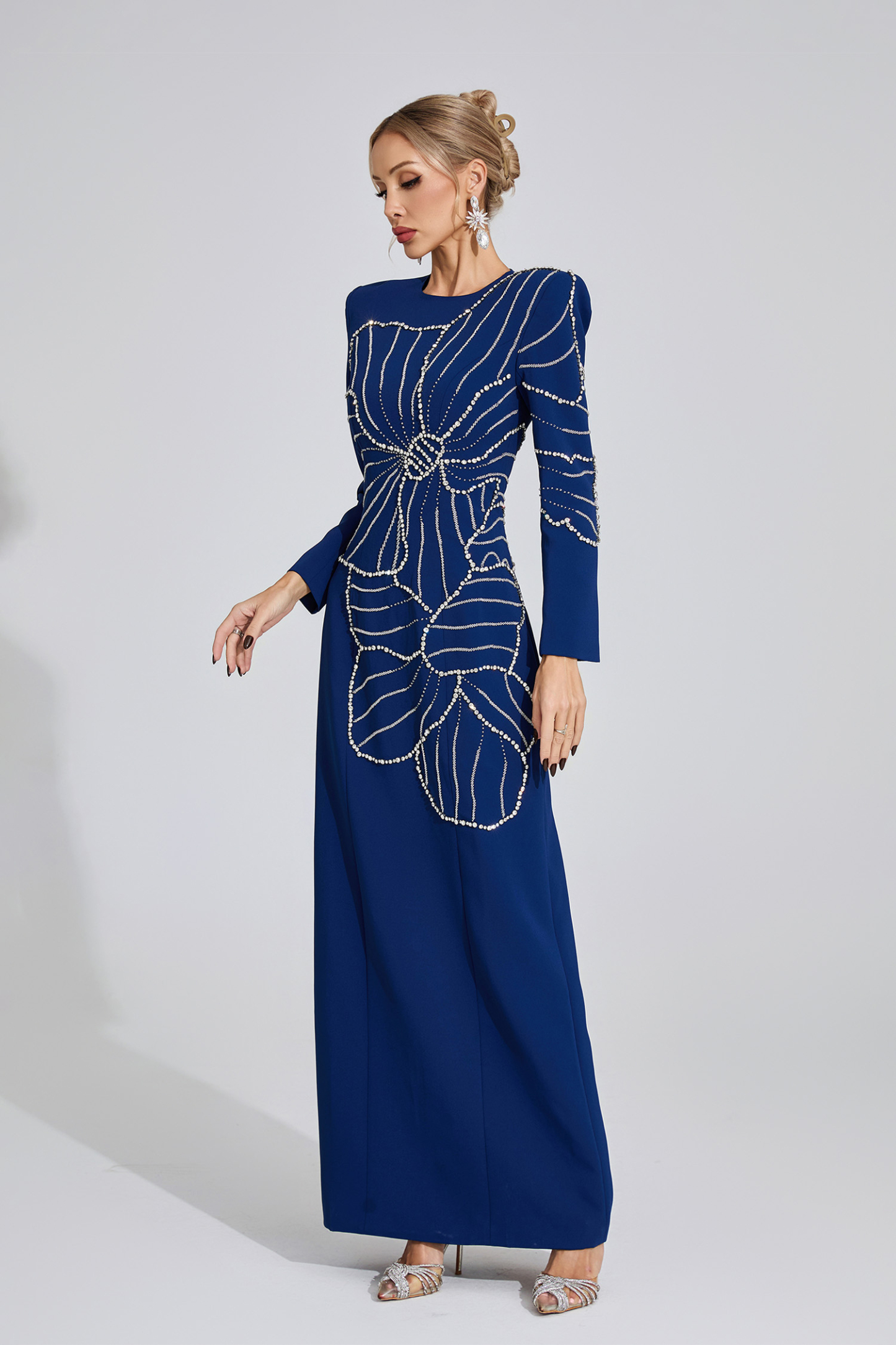 Shaw Dark Blue Diamond Maxi Dress