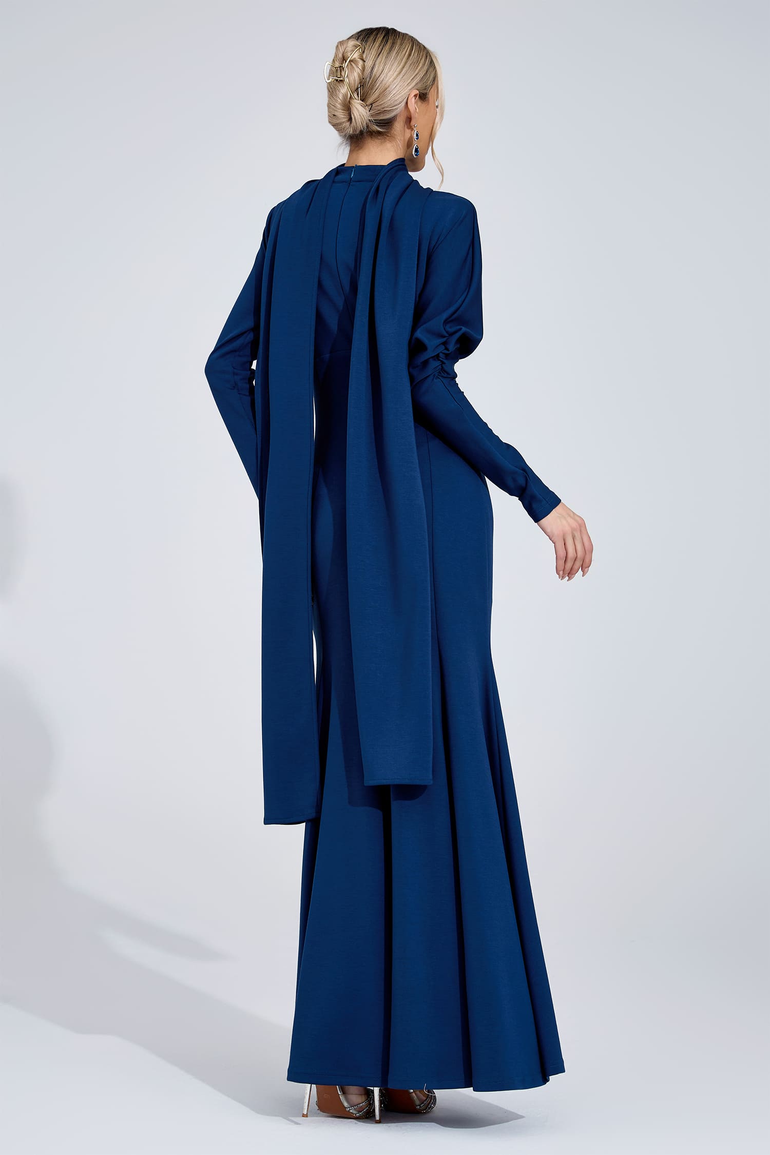 Breeze Navy Blue Tie Maxi Dress
