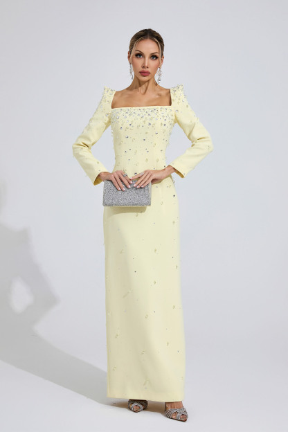 Tarn Yellow Diamond Maxi Dress