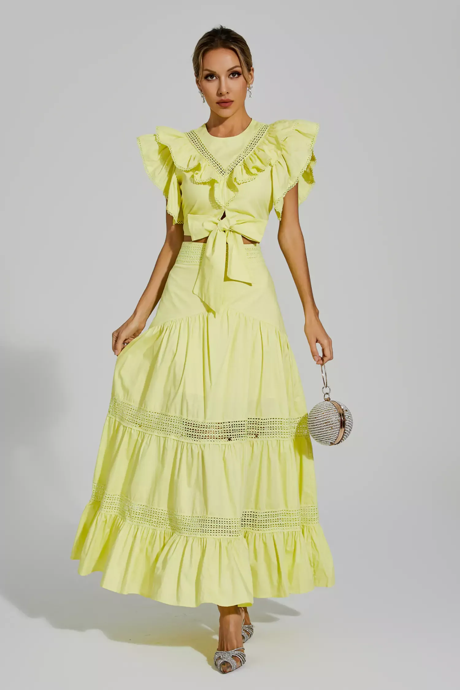 Coverdale Yellow Ruffled Sleeveless Set