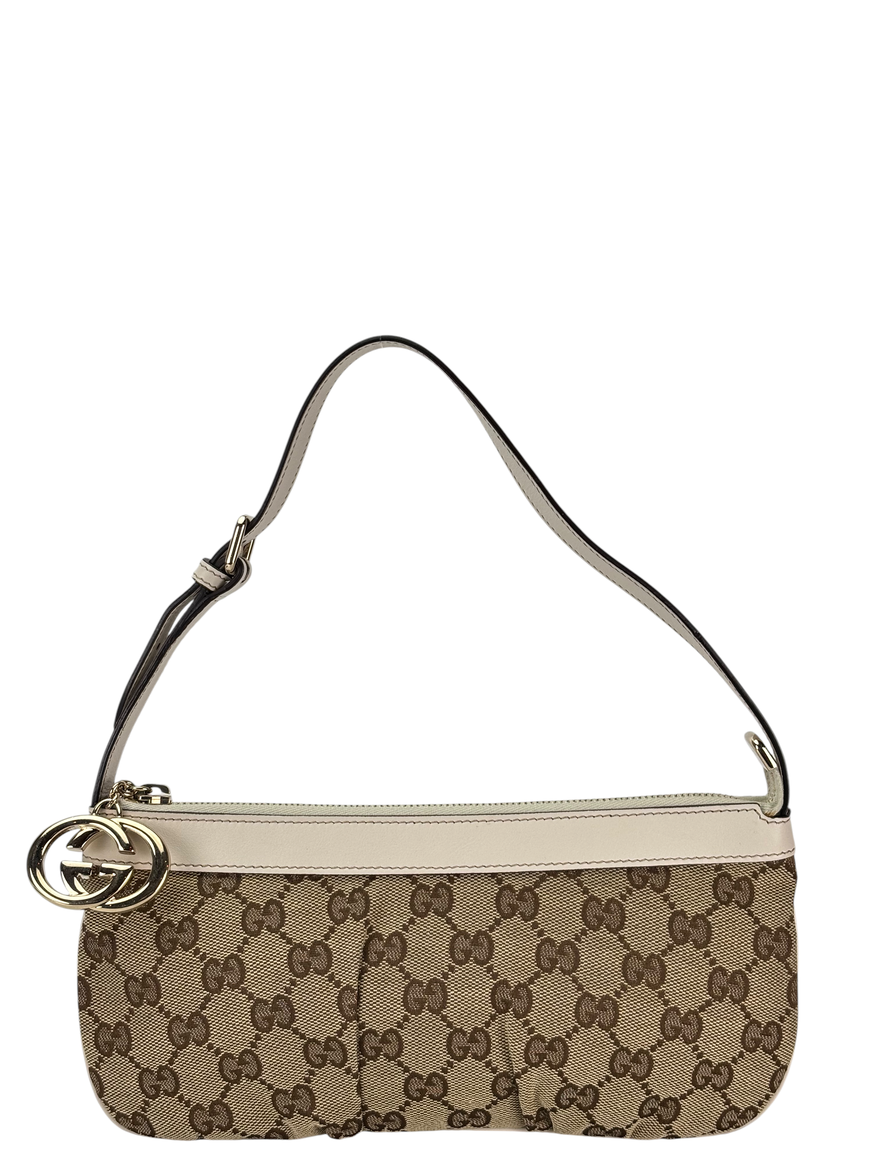 GUCCI - Beige Canvas Pochette Shoulder Bag