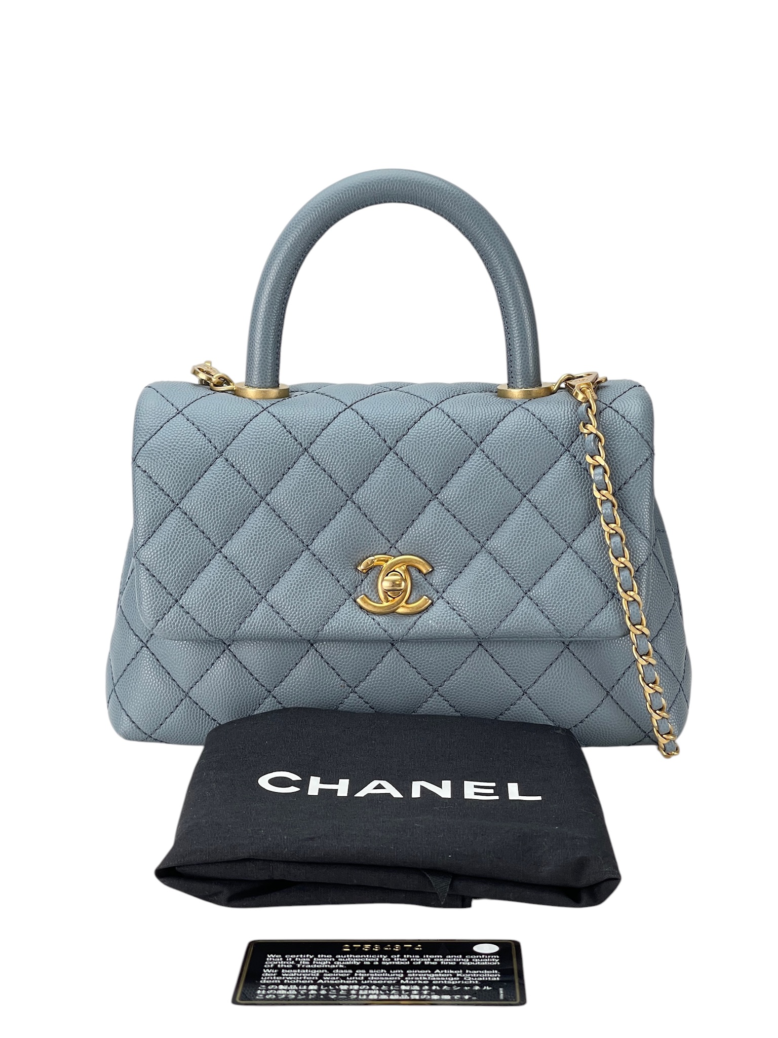 CHANEL - Caviar Coco Handle Bag Blue