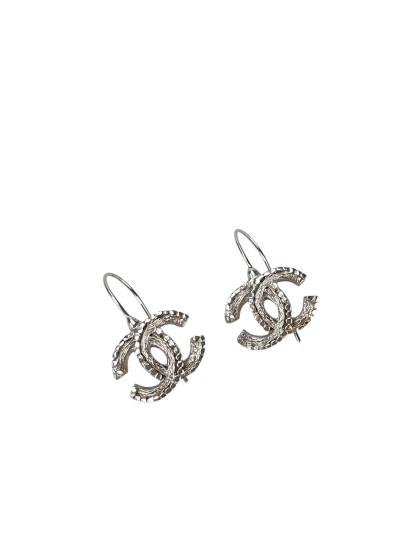 CHANEL - 00A Silver Wheat Ear CC Earrings
