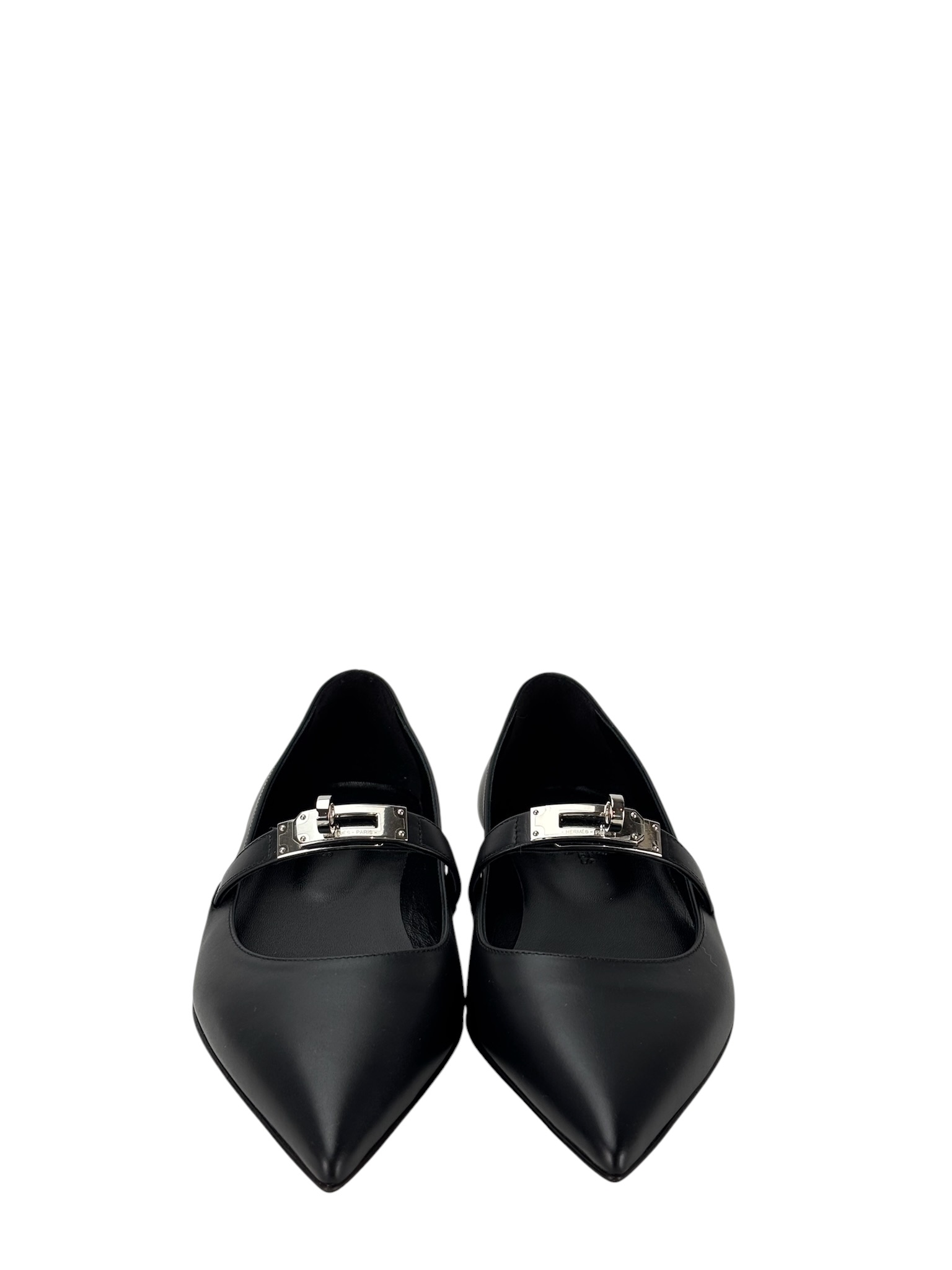 HERMES - Black Calfskin Kelly Ballet Flat Pumps Shoes 