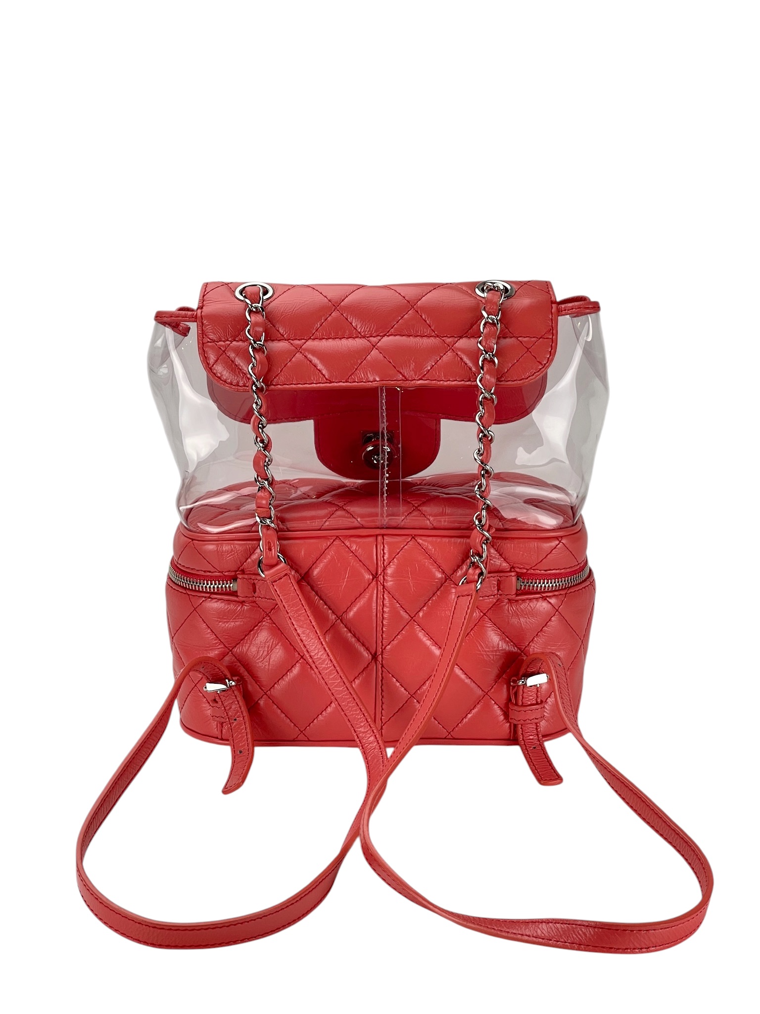 CHANEL - Pink Lambskin PVC Crumpled Quilted Backpack