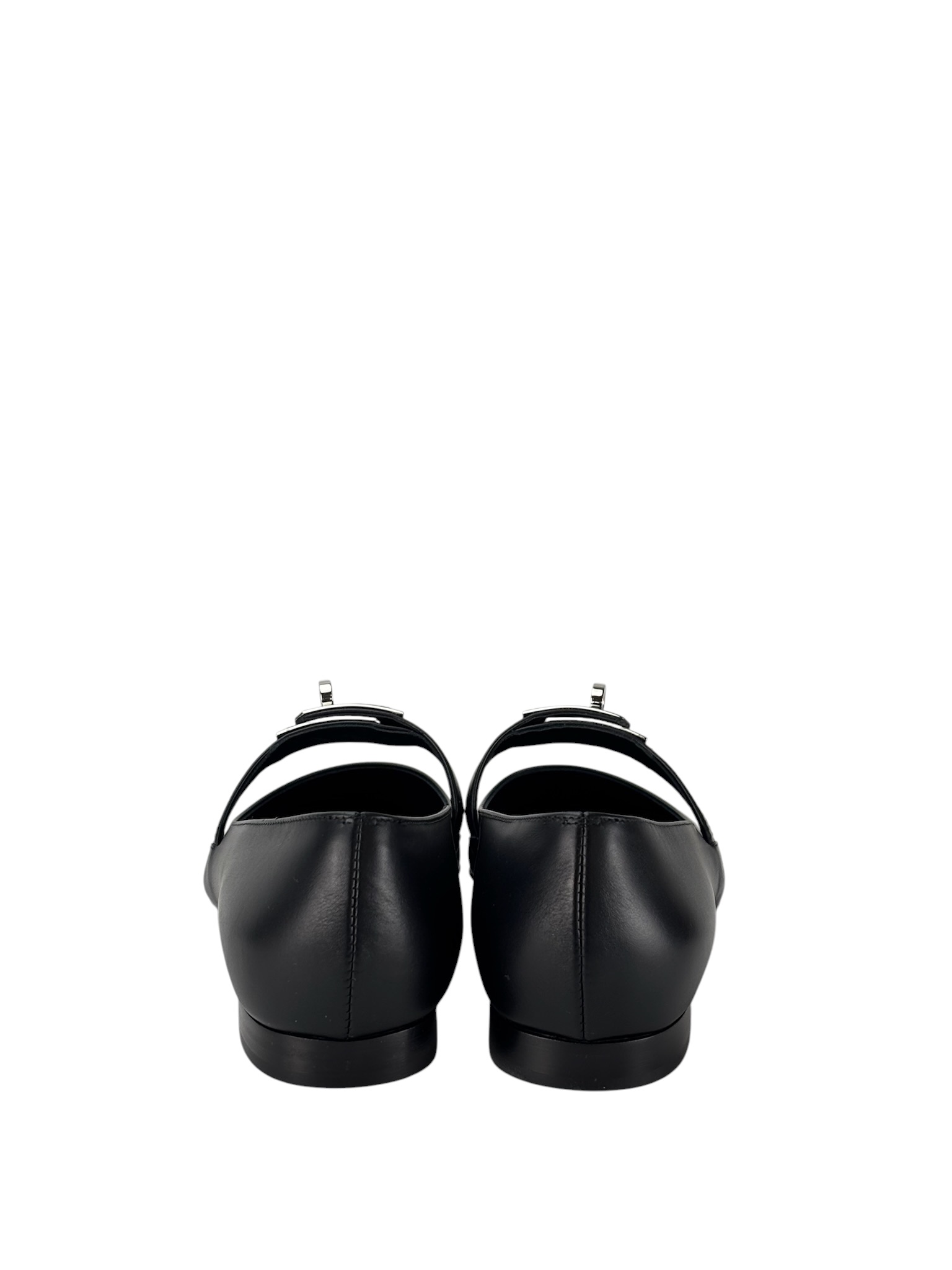 HERMES - Black Calfskin Kelly Ballet Flat Pumps Shoes 